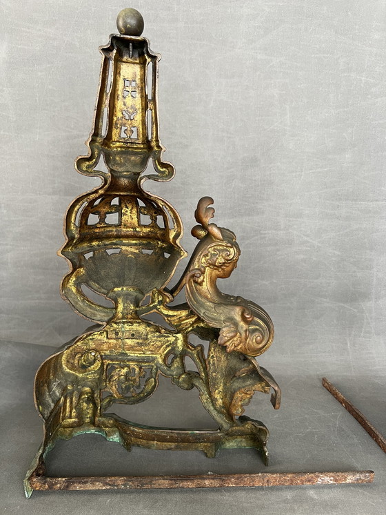 Image 1 of Paar Andirons aus dem 19. Jahrhundert, Frankreich um 1860 Bronze
