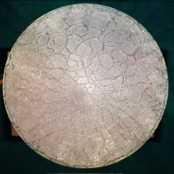 Image 1 of Antieke Art Deco Plafondlamp Groen Craquelé Glas plafonnière 1920's