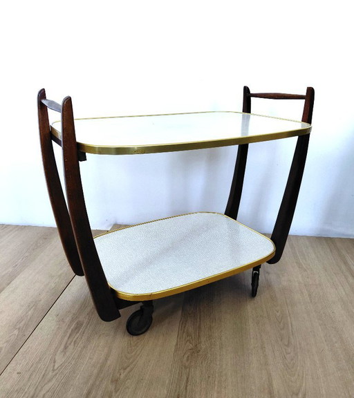 Art deco serveerwagen met twee plateaus 