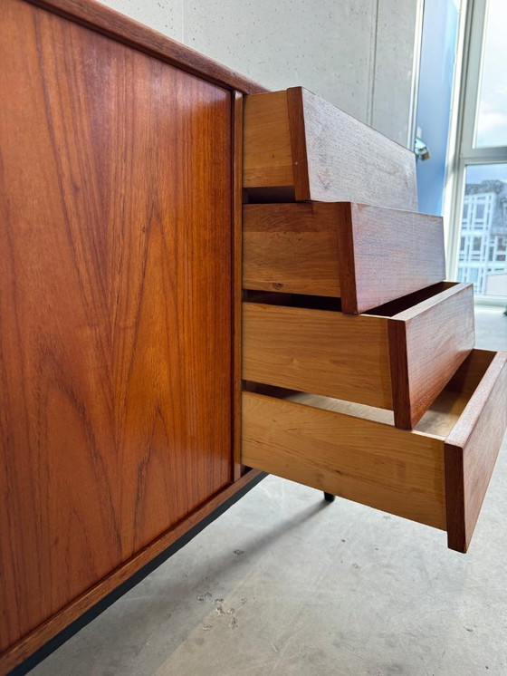 Image 1 of Buffet en teck style années 50, Bräntorps, détails noirs vintage