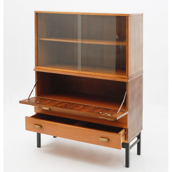 Image 1 of Vintage walnut and glass bookcase for Interiér Praha, Czech Republic 1960