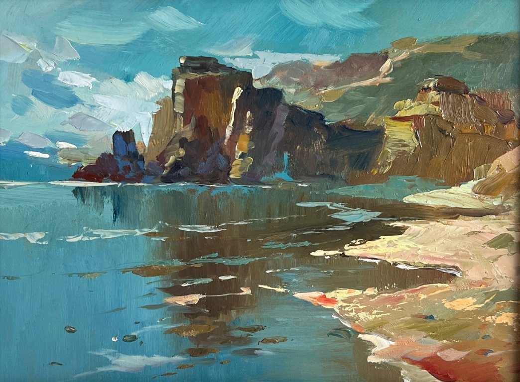 Original Oil Painting Seascape The Coast near the Mountains | €360