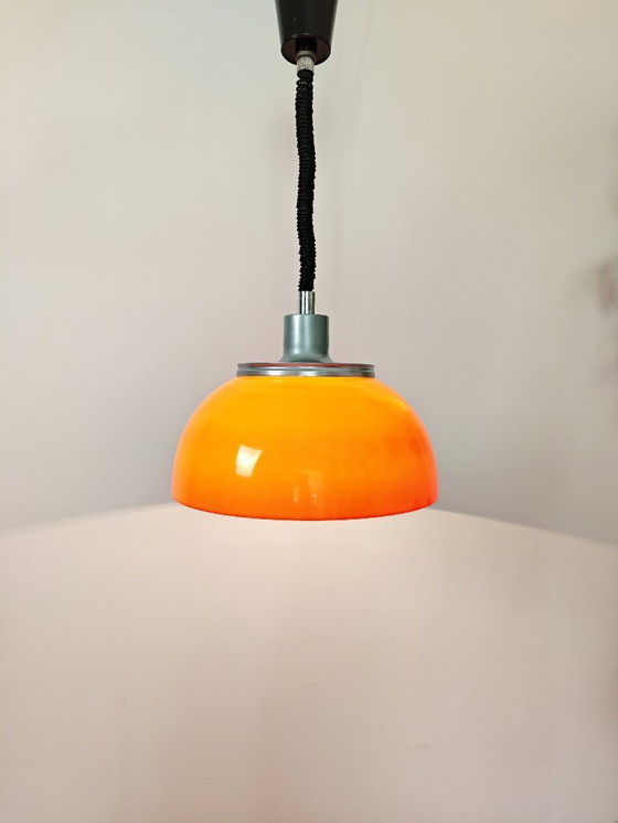 Image 1 of Lampada a sospensione vintage Meblo Guzzini, lampada a soffitto Guzzini Faro, Space Age, atomica, lampada a sospensione retrò, s