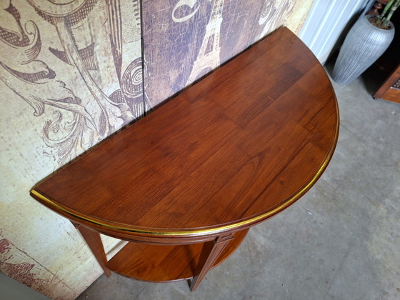 Table d'appoint semi-circulaire classique, console, table basse, dimensions 84x35cm et 76cm de hauteur. (photo 4 of 5)