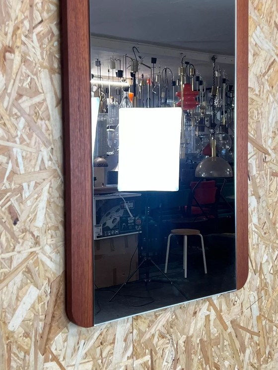 Image 1 of 60s 70s Teak Mirror Mirror Wall Mirror Danish Modern Design Denmark 60s