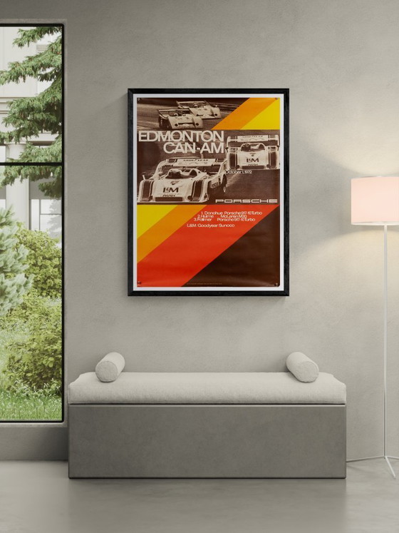 Image 1 of Porsche Edmonton Can Am 1972 – Originele vintage Porsche-poster van Atelier Strenger – Mid-Century Modern – 102x76 cm