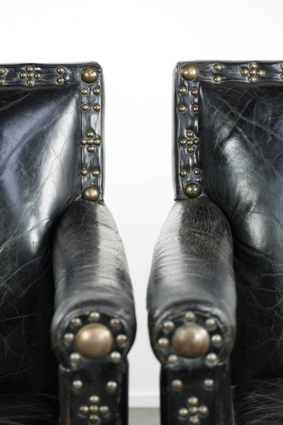 Image 1 of 2 x Einzigartige, besondere, elegante Kuhfell-Sessel mit Lederbeinen