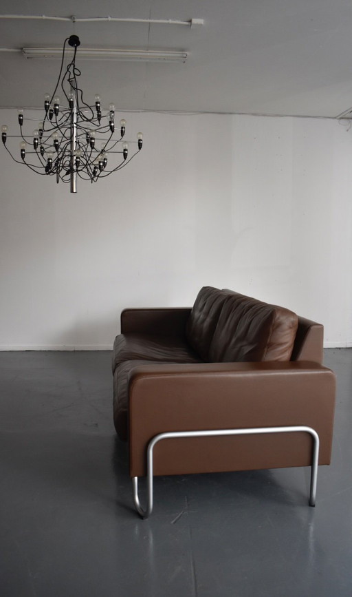 Prachtige Exclusieve Dutch Originals Gispen Design Bank – 3 5 zitsbanken, Leather, Metal (photo 2 of 18)