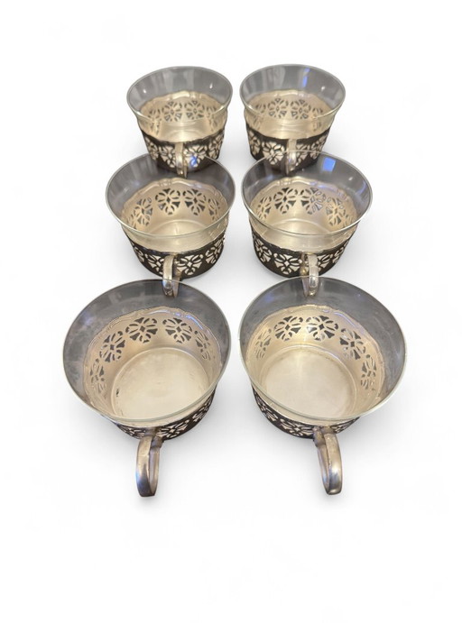 Set aus 6 versilberten Tassen aus den 1960er Jahren, Marke BMF, Westdeutschland – glazen karaffen, Glass