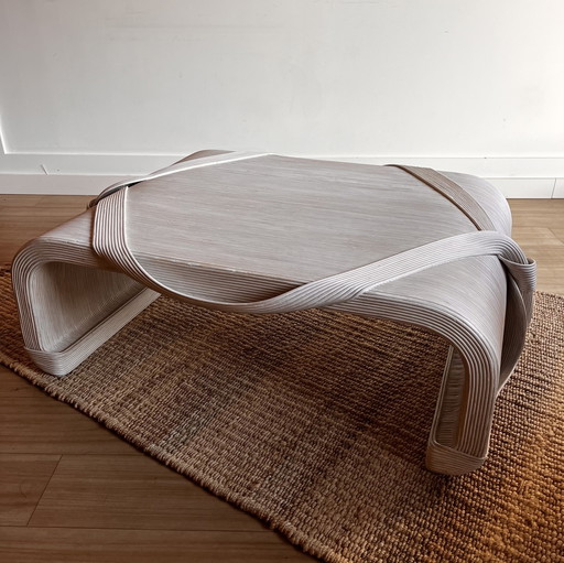 Betty Cobonpue modern ribbon rattan coffee table 1980s