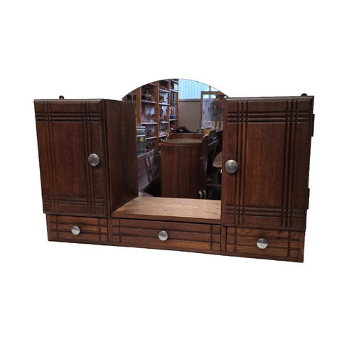 Botiquín de pared Art Déco francés con espejo, años 20/30