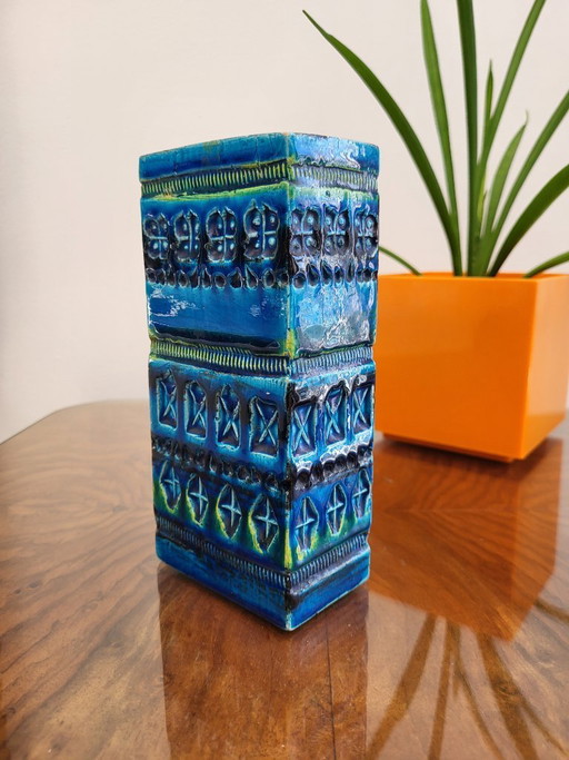 Bitossi glazed ceramic vase, Riminini decor, Aldo Iondi, 1960s in Italy