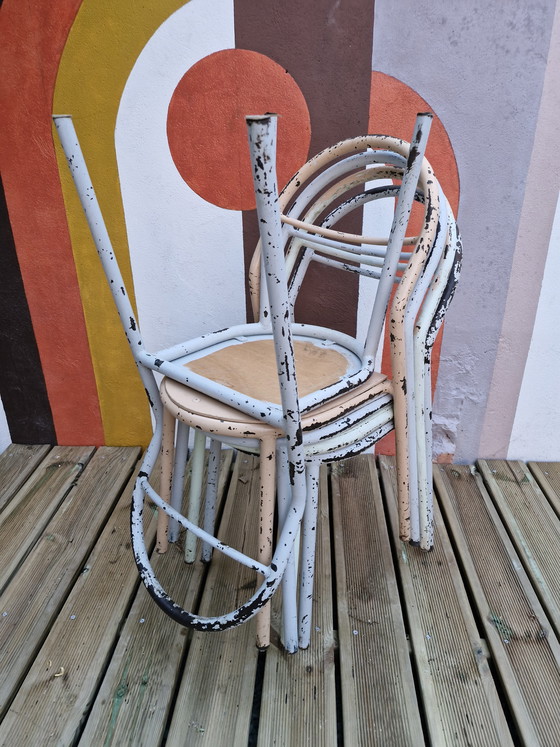Image 1 of Set di 5 sedie in metallo di René Herbst per Mobilor, 1950