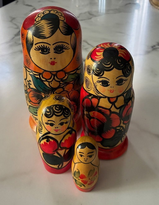Set of 4 traditional Russian dolls or matryoshka dolls