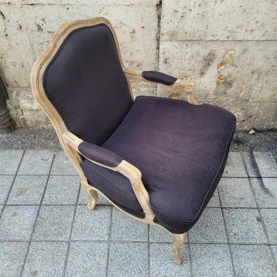 Image 1 of Chaise à la reine, style Louis XV / Provençal, chêne et garniture, XIXe siècle - France