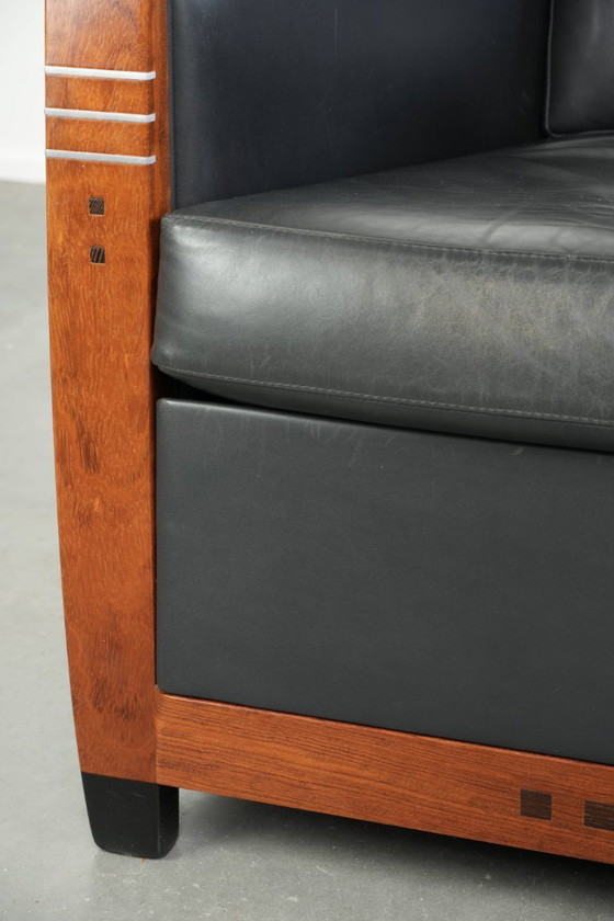 Image 1 of Fauteuil Schuitema modèle Frank, de la série Decoforma, en cuir de vachette noir de style Art déco.