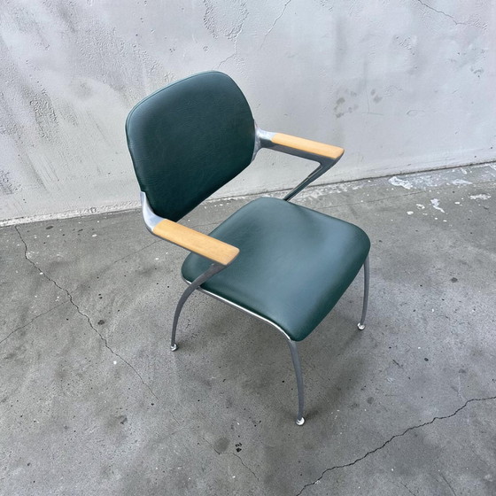 Image 1 of 1 of 4 vintage designer leather dining chairs Brunner Golf
