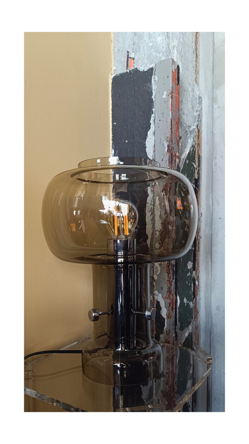 Vintage Raak Amsterdam Rookglas Tafellamp