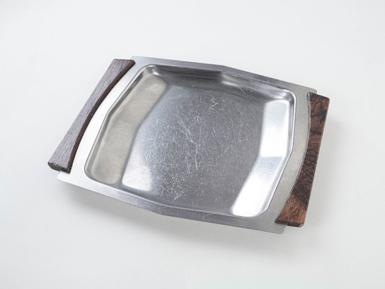 Image 1 of Plateau carré en acier inoxydable, design danois, années 1970, fabriqué au Danemark