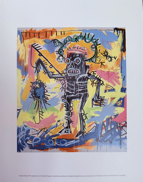 Image 1 of Jean Michel-Basquiat: "Fishing."  Authorized Color Offset Lithograph.