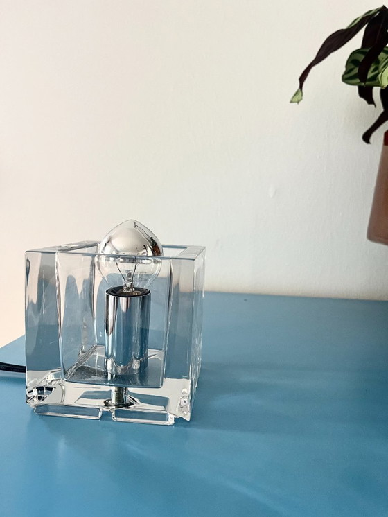 Image 1 of Vintage Cube Glass Lamp by Nachtmann Leuchten, 1990s Modern Design Light