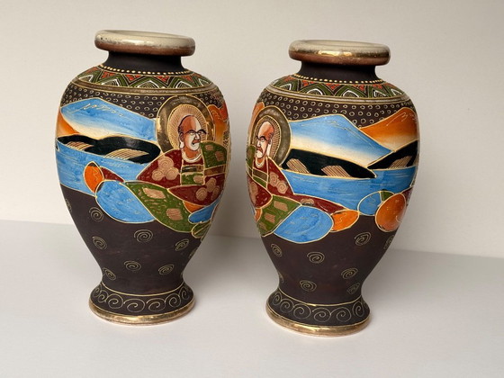 Image 1 of Set of 2 Japanese Satsuma vases 
