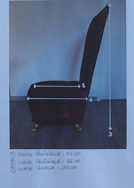 Image 1 of Couchtisch und zwei Thronsessel aus lila-fuchsiafarbenem Samt von BRETZ