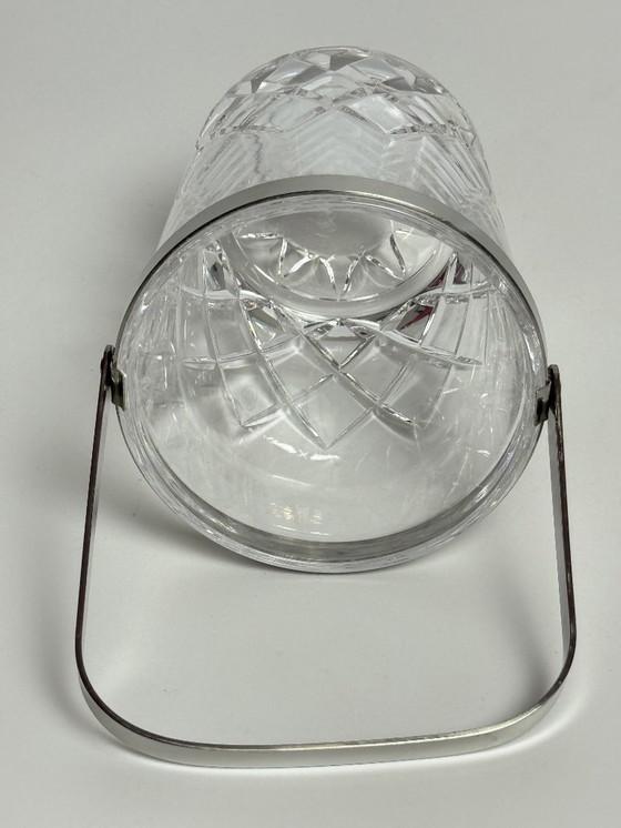 Image 1 of Mid-Century Design Hand-Cut Lead Crystal Ice Bucket with Stainless Steel Handle by C.A.L.P. Europe, 1980s