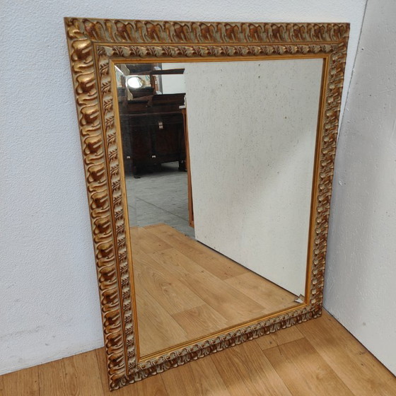 Image 1 of Vintage goudkleurige facet geslepen Regency spiegel schouwspiegel