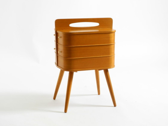 Bellissima scatola da cucito originale in teak Mid Century con scomparti a cerniera – Tavolini, Legno (photo 6 of 20)