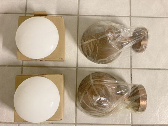 Image 1 of NEW 2x wall fixture 1x ceiling fixture copper opal glass BOOM