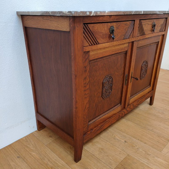 Image 1 of Credenza, cassettiera, comò e mobile da bagno vintage e antichi con piano in marmo.