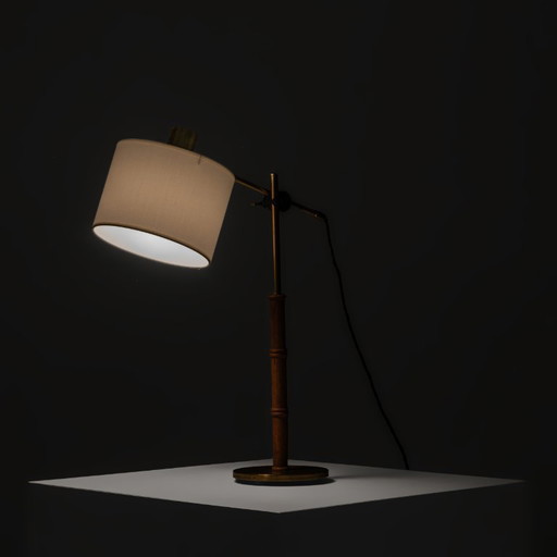 Brass and Wood Table Lamp by Falkenbergs Belysning, Sweden, 1960s – tafellampen (photo 2 of 11)