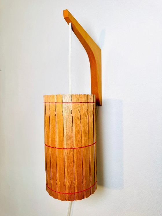 Image 1 of Pine veneer wall lamp by Krásná Jizba for ÚLUV Bratislava, former Czechoslovakia, 1950s