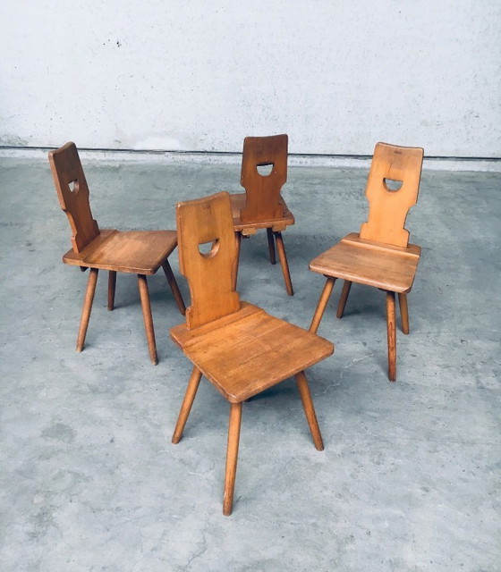 Image 1 of Vintage Belgische brutalistische design pub-caféstoelenset van Torck, België jaren 60