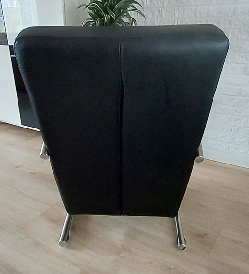 Moderne Zwartlederen Design Fauteuil