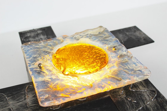 Image 1 of 2x Brutalistischer Wandleuchter aus Glas aus den 1960er Jahren von Tom Ahlström und Hans Ehrlich