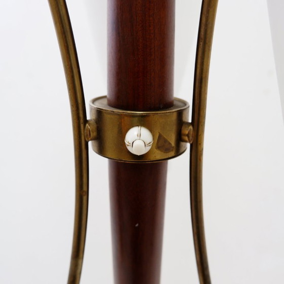 Image 1 of Three-arm tripod floor lamp with opaline glass, attributed to Stilnovo - 1950s