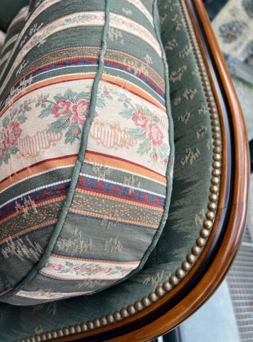 Set completo da soggiorno in stile Luigi XV - Divano 2 posti + 2 poltrone Bergère - Tessuto Jacquard - Comfort eccezionale