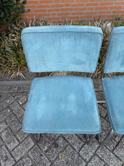 🪑✅ 6 Zuiver Ridge Rib Fabric Chairs ❗️ – eetkamerstoelen, Chrome, Wood (photo 2 of 7)