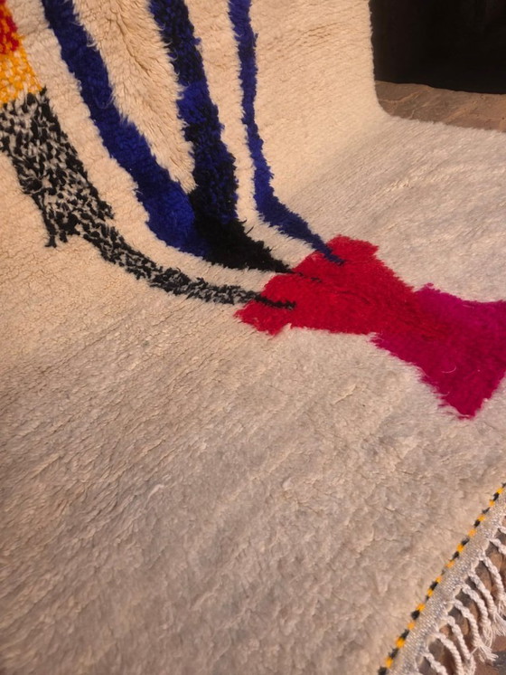 Image 1 of Abstract Azilal Cream & Blue Moroccan rug 250 x 155 cm