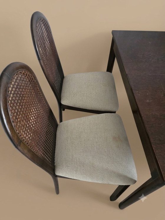 Tavolo da Pranzo Allungabile Casala Mid-Century & 4 Sedie da Pranzo in Webbing – Set da pranzo, Wood (photo 4 of 7)