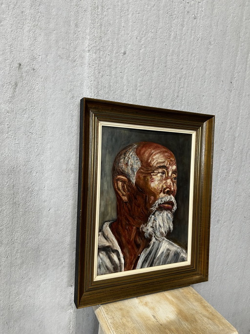 70x57 Oil Painting - Wise Man – schilderijen tekeningen, Wood, Canvas (photo 2 of 7)