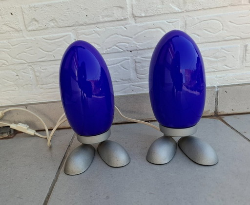 Vintage Ikea Fjorton Blue Egg Table Lamp Nightlight Tatsuo Konno Dinosaur