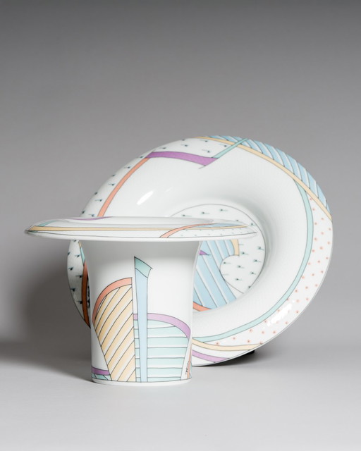 Tapio Wirkkala & Dorothy Hafner for Rosenthal, “Century New Wave” Vase and Bowl Duo, Germany, ca. 1980s