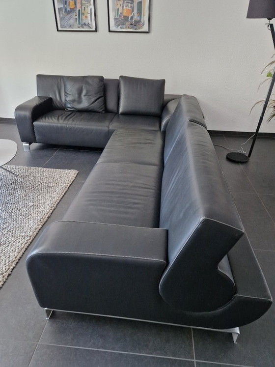 Image 1 of Canapé d'angle Leolux B en cuir noir