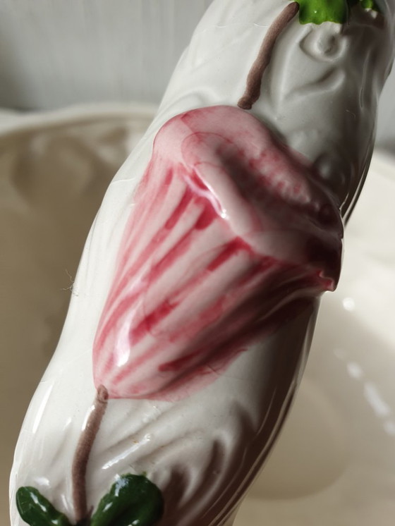 Image 1 of Panier en céramique Majolika avec fleurs - fait main