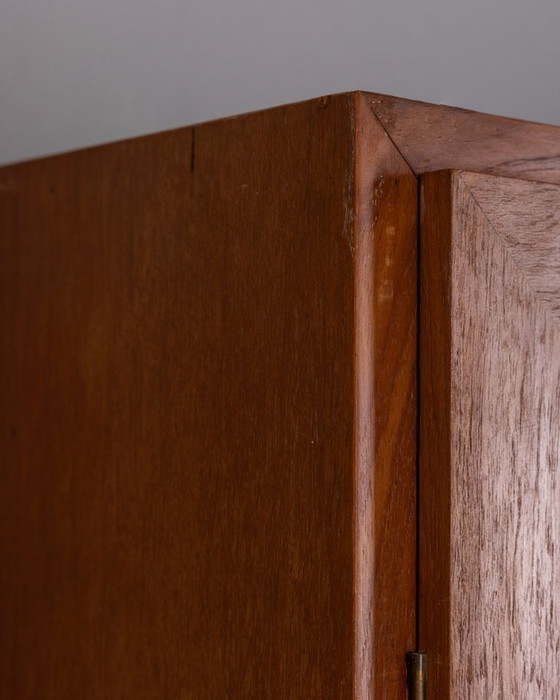 Image 1 of 1960s Italian Design Two-Door Wardrobe in Wood and Fabric