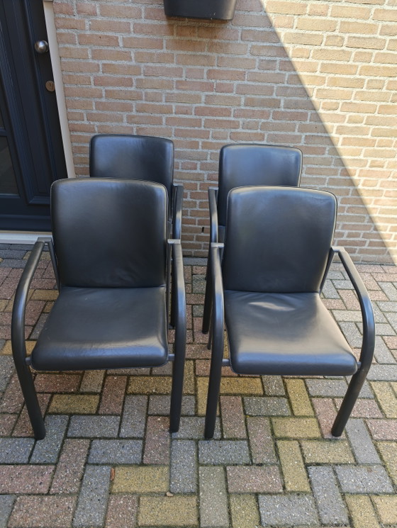 4 Leolux Cimaronne Sedie da pranzo in pelle grigia – Leather, Metal (photo 5 of 14)