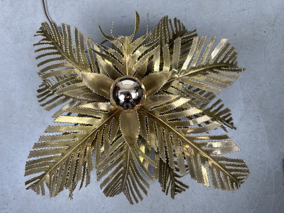 Image 1 of Vintage messing palm tafellamp - Maison Jansen